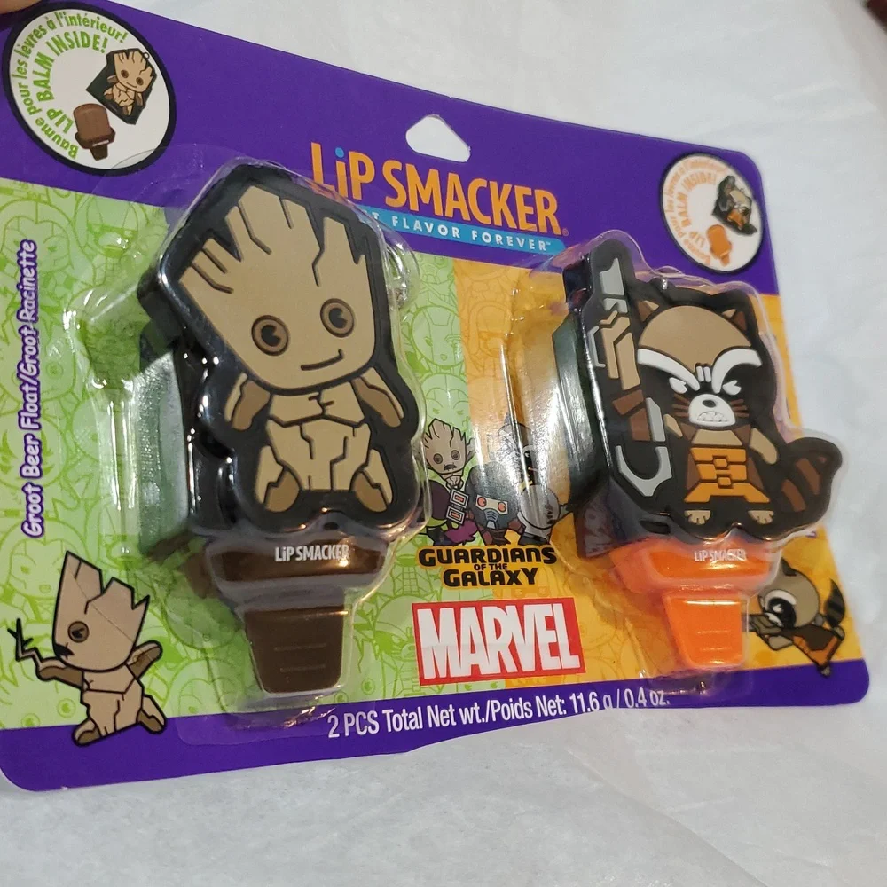 Marvel Guardians of the galaxy 2pack‎ lip smacker lip balm key chain holder new